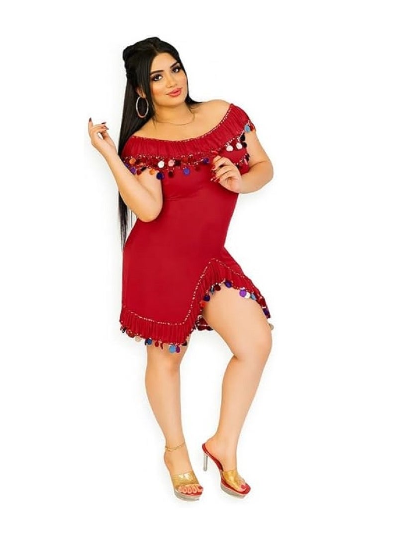Alexandrian Oriental Galabeya, red, one size for women - Image 1